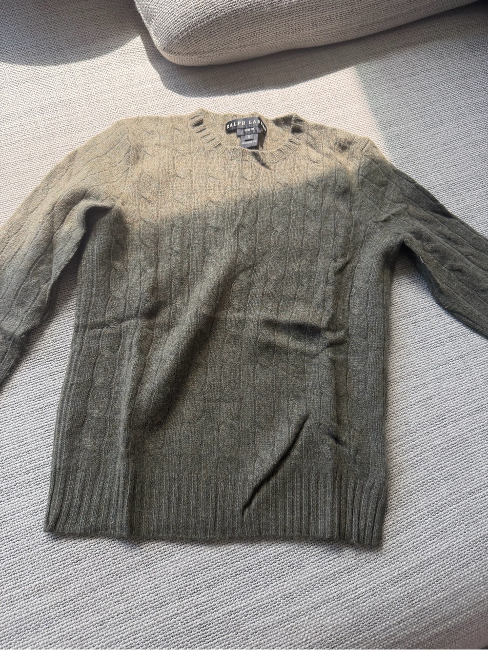 Ralph Lauren Olive Cable-Knit Crewneck Sweater